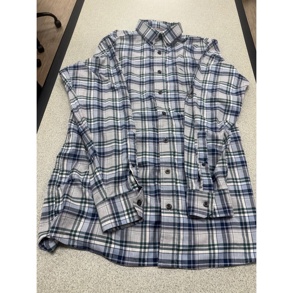 Bob Timberlake Mens LT Blue Green Plaid Button Down Shirt 607BTF207738W